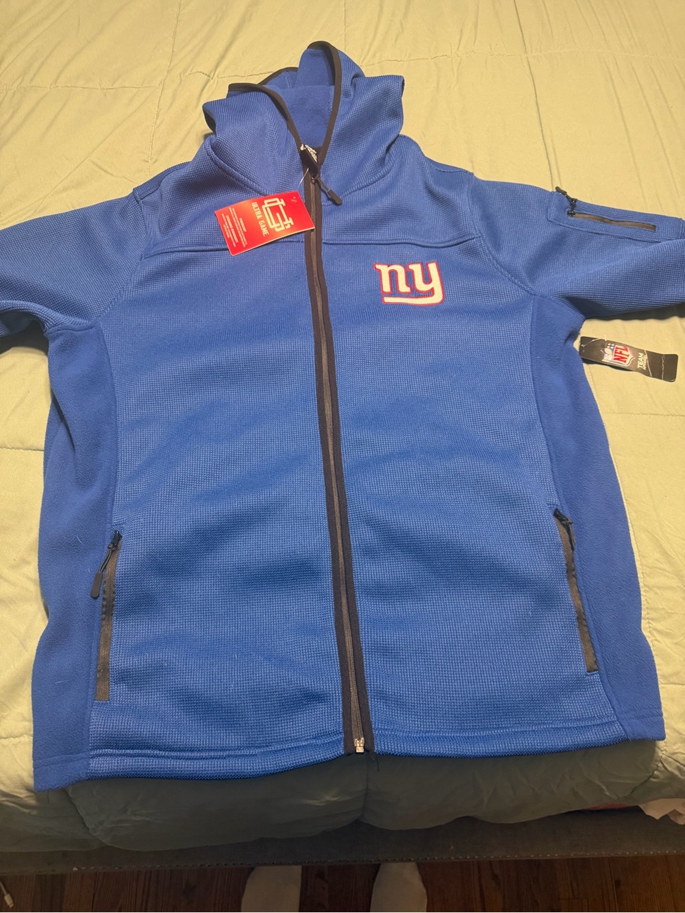New York Giants Ultra Game NFL Full Zip Hooded Jacket Men’s XL NWT
